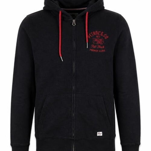 Petrol Men Black M Full Zip Hooded Logo Sweatshirt Graphic Print
