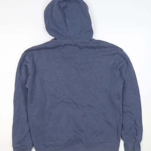 Hollister Men’s Blue S Pullover Hoodie Graphic Mountain Logo Pockets