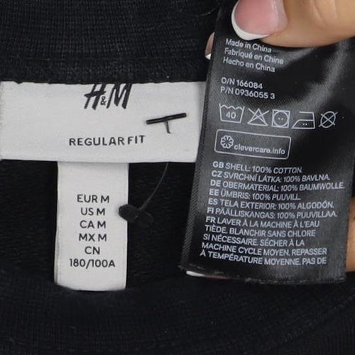 H&M Men’s Black M Regular Fit Crew Neck Pullover Sweatshirt