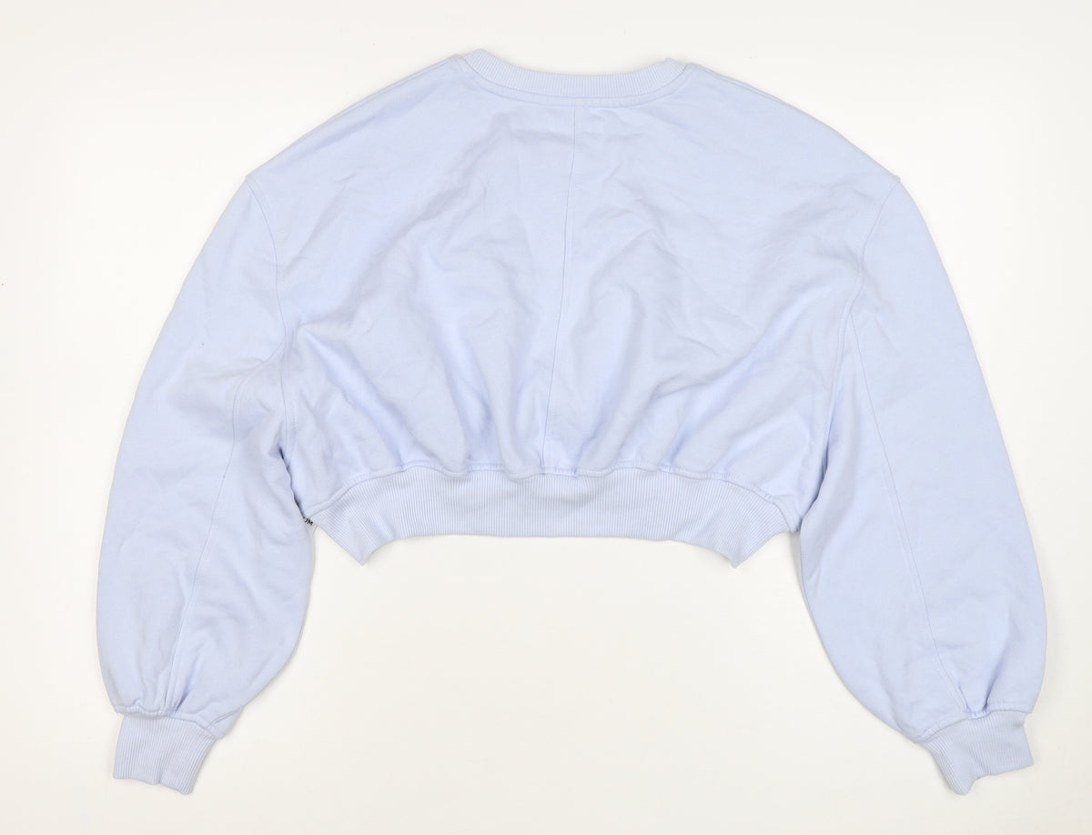 BP. Women’s Blue M Cropped Pullover Sweatshirt Balloon Sleeve Crew Neck