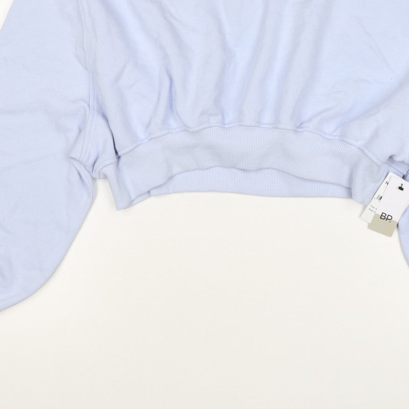 BP. Women’s Blue M Cropped Pullover Sweatshirt Balloon Sleeve Crew Neck