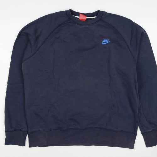 Nike Men’s Navy Large Crew Neck Embroidered Logo Sweatshirt
