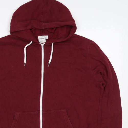 Topman Men’s Burgundy Red L Full Zip Hooded Fleece Hoodie