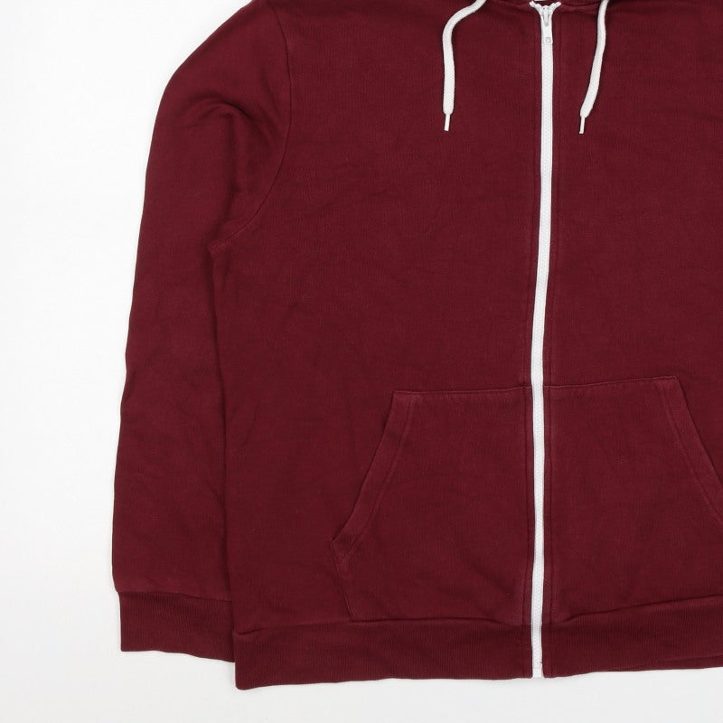 Topman Men’s Burgundy Red L Full Zip Hooded Fleece Hoodie