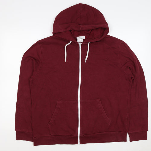 Topman Men’s Burgundy Red L Full Zip Hooded Fleece Hoodie