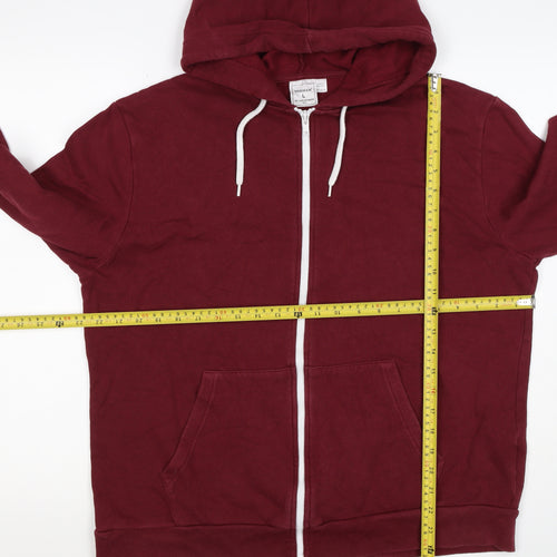 Topman Men’s Burgundy Red L Full Zip Hooded Fleece Hoodie