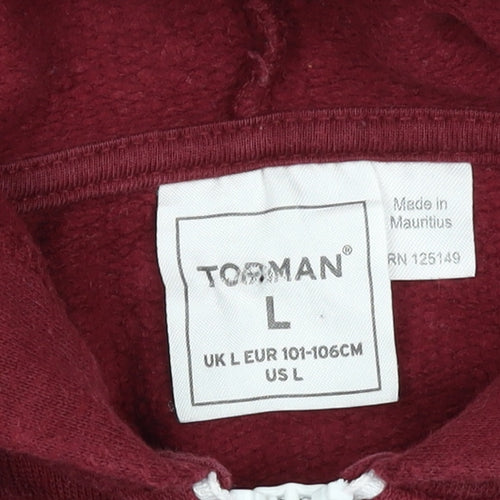 Topman Men’s Burgundy Red L Full Zip Hooded Fleece Hoodie