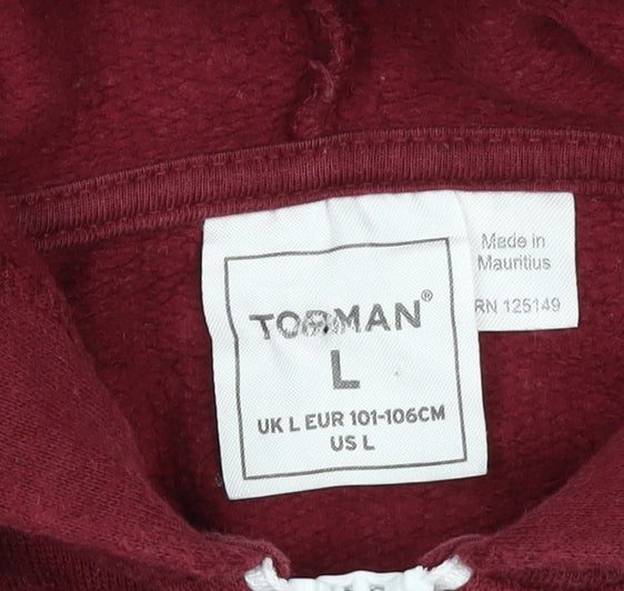 Topman Men’s Burgundy Red L Full Zip Hooded Fleece Hoodie