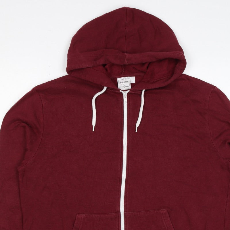 Topman Men’s Burgundy Red L Full Zip Hooded Fleece Hoodie
