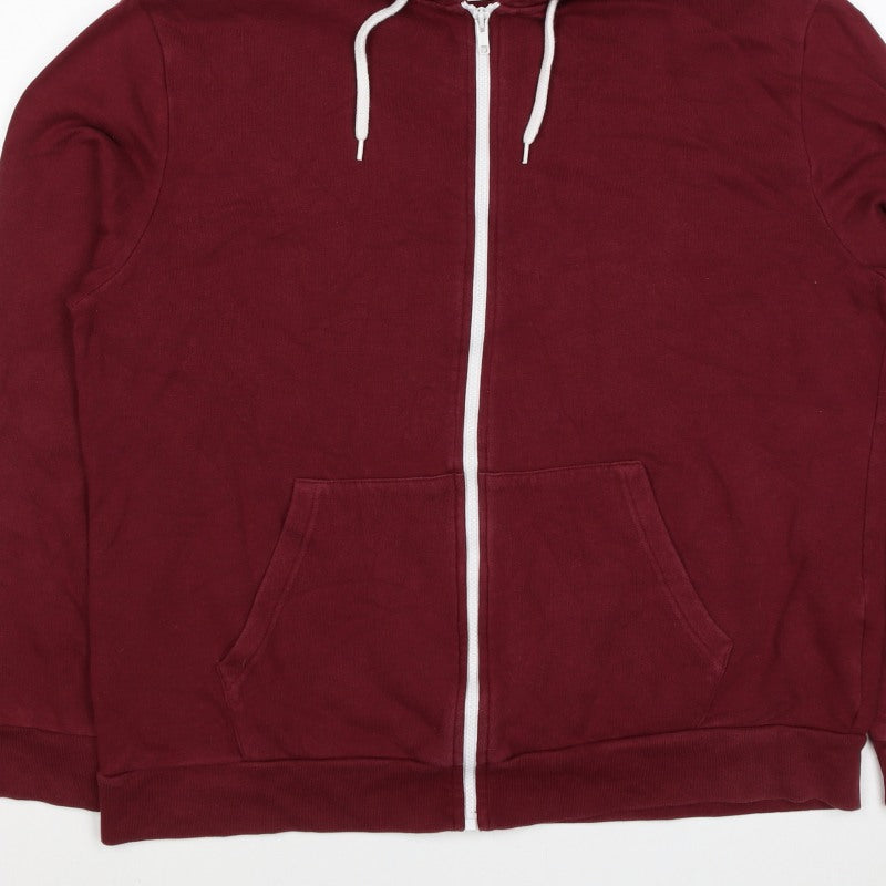 Topman Men’s Burgundy Red L Full Zip Hooded Fleece Hoodie