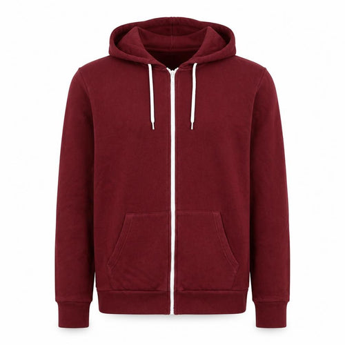 Topman Men’s Burgundy Red L Full Zip Hooded Fleece Hoodie