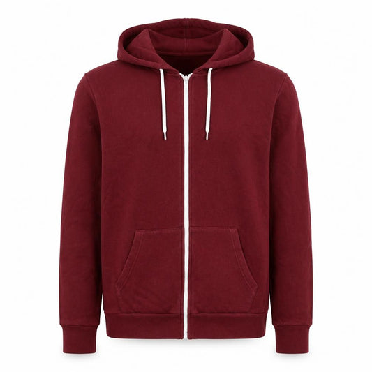 Topman Men’s Burgundy Red L Full Zip Hooded Fleece Hoodie
