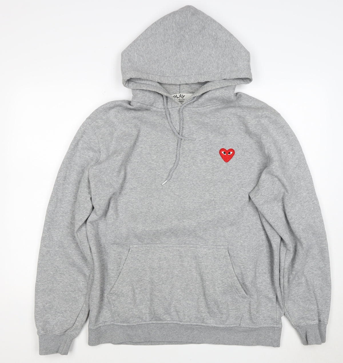 Comme des Garçons PLAY Women Grey 3XL Pullover Hoodie Heart Embroidered