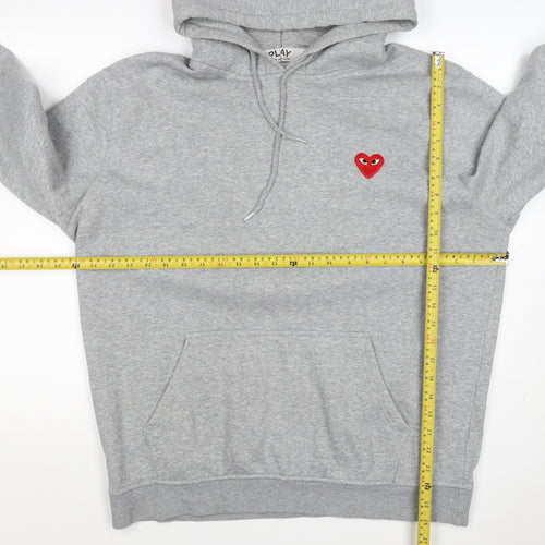 Comme des Garçons PLAY Women Grey 3XL Pullover Hoodie Heart Embroidered