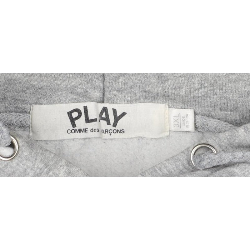 Comme des Garçons PLAY Women Grey 3XL Pullover Hoodie Heart Embroidered