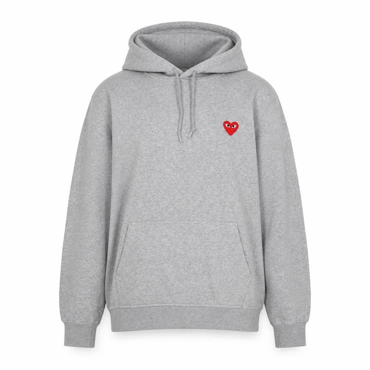 Comme des Garçons PLAY Women Grey 3XL Pullover Hoodie Heart Embroidered