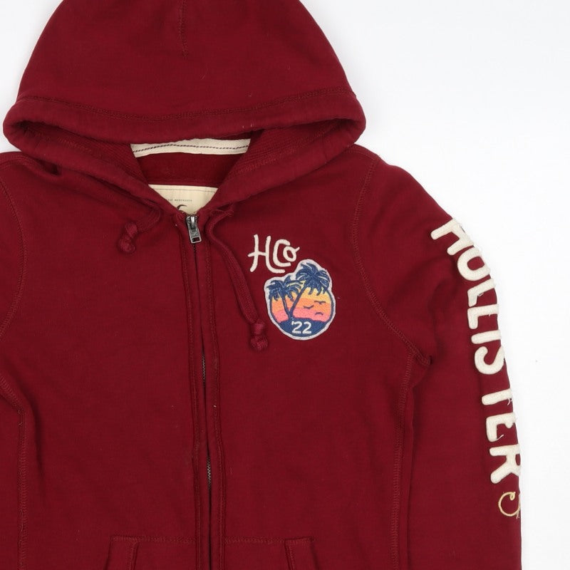 Hollister Men’s Red M Full Zip Hooded Logo Fleece Hoodie