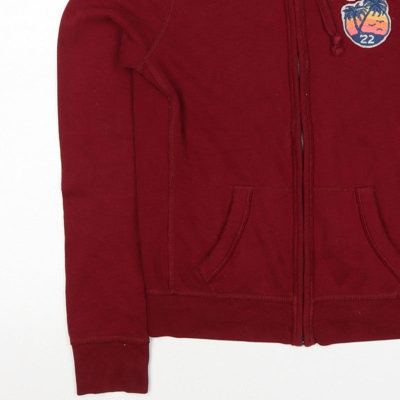 Hollister Men’s Red M Full Zip Hooded Logo Fleece Hoodie