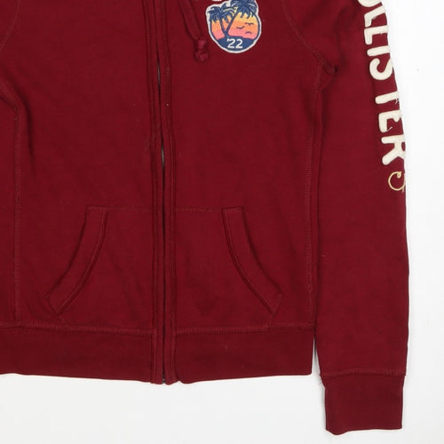 Hollister Men’s Red M Full Zip Hooded Logo Fleece Hoodie