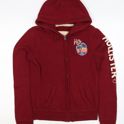 Hollister Men’s Red M Full Zip Hooded Logo Fleece Hoodie