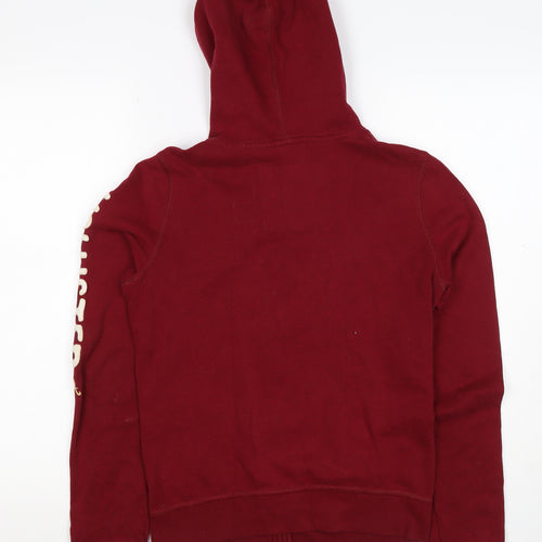 Hollister Men’s Red M Full Zip Hooded Logo Fleece Hoodie