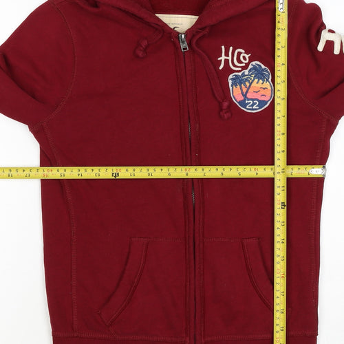 Hollister Men’s Red M Full Zip Hooded Logo Fleece Hoodie