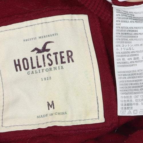 Hollister Men’s Red M Full Zip Hooded Logo Fleece Hoodie