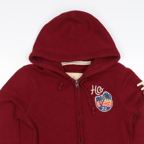 Hollister Men’s Red M Full Zip Hooded Logo Fleece Hoodie