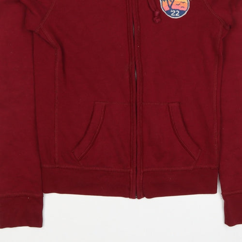 Hollister Men’s Red M Full Zip Hooded Logo Fleece Hoodie