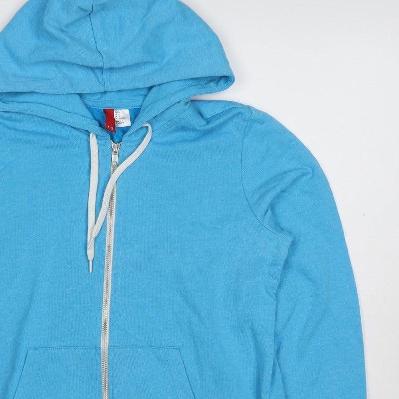 Divided by H&M Women Blue UK 10 Full Zip Hooded Cotton Hoodie
