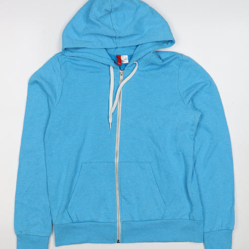 Divided by H&M Women Blue UK 10 Full Zip Hooded Cotton Hoodie