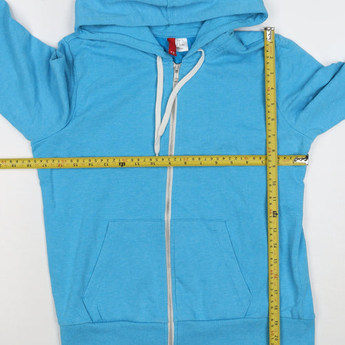 Divided by H&M Women Blue UK 10 Full Zip Hooded Cotton Hoodie