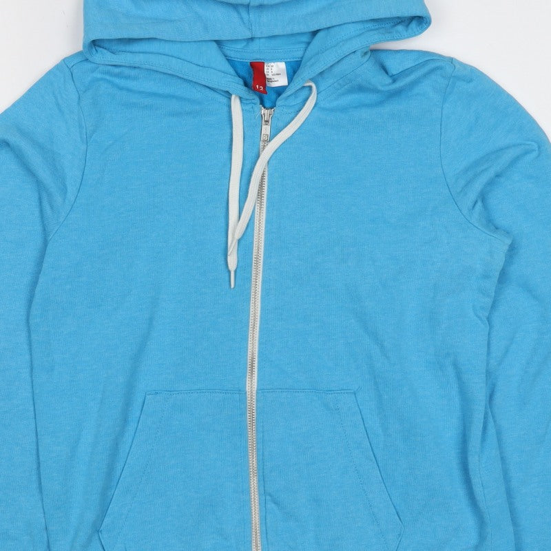 Divided by H&M Women Blue UK 10 Full Zip Hooded Cotton Hoodie