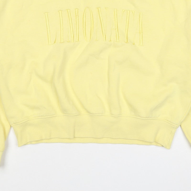 Additional view of H&M Women Yellow S Pullover Sweatshirt Embroidered Logo Crew Neck