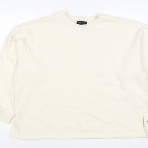 New Look Women Ivory L Longline Crew Neck Side Split Sweatshirt