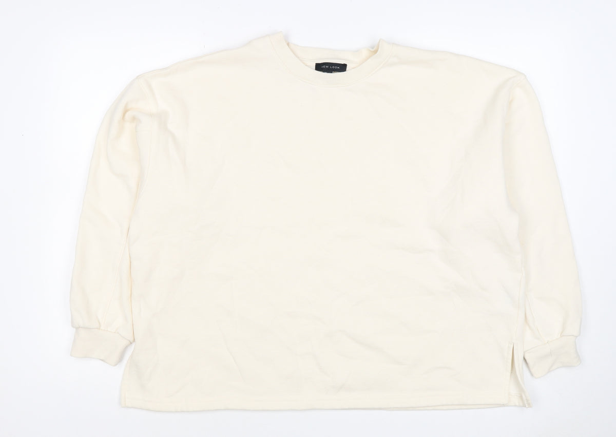 New Look Women Ivory L Longline Crew Neck Side Split Sweatshirt
