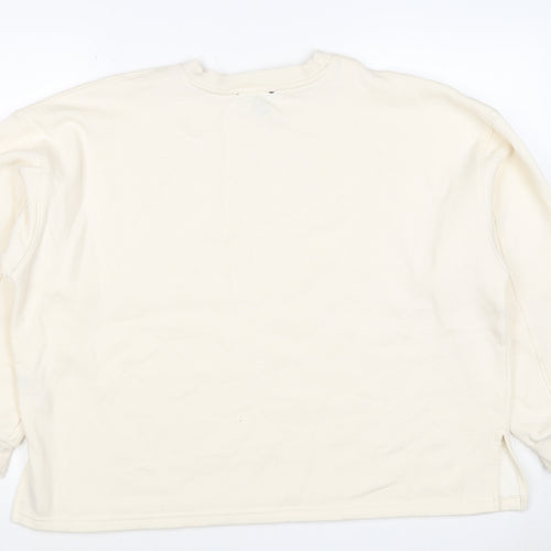 New Look Women Ivory L Longline Crew Neck Side Split Sweatshirt