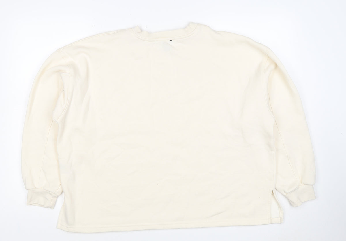 New Look Women Ivory L Longline Crew Neck Side Split Sweatshirt