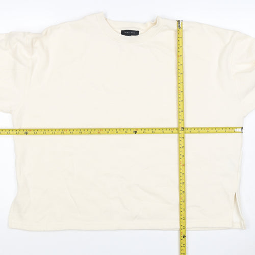 New Look Women Ivory L Longline Crew Neck Side Split Sweatshirt
