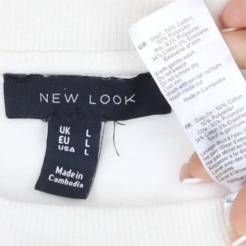 New Look Women Ivory L Longline Crew Neck Side Split Sweatshirt