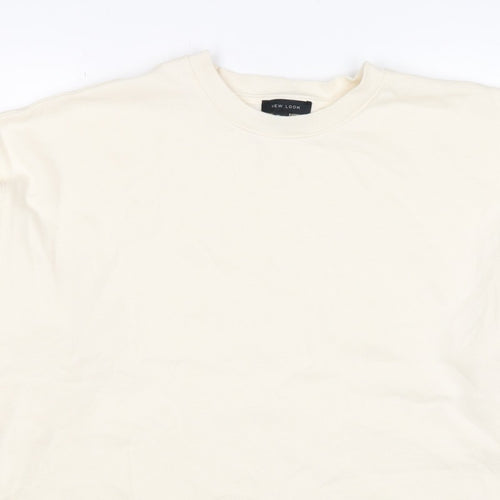 New Look Women Ivory L Longline Crew Neck Side Split Sweatshirt