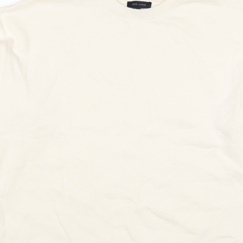 New Look Women Ivory L Longline Crew Neck Side Split Sweatshirt