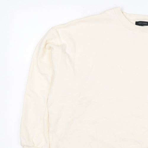 New Look Women Ivory L Longline Crew Neck Side Split Sweatshirt