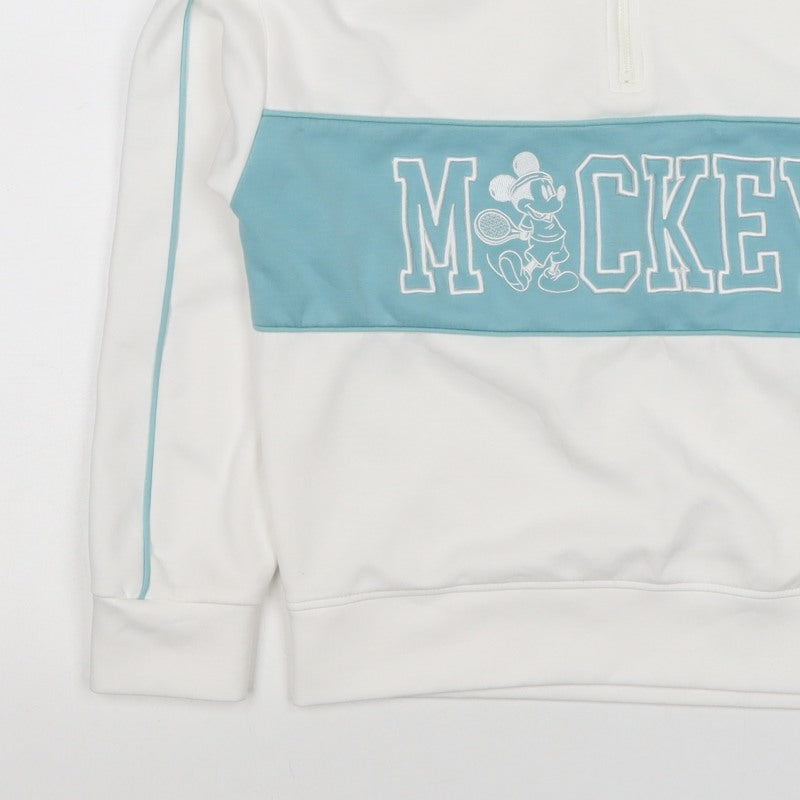 Disney Girls White Mickey Mouse 10-11 Years 1/4 Zip Pullover Sweatshirt