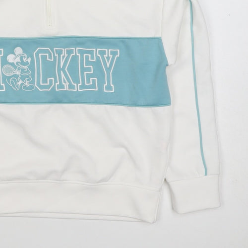 Disney Girls White Mickey Mouse 10-11 Years 1/4 Zip Pullover Sweatshirt