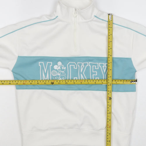Disney Girls White Mickey Mouse 10-11 Years 1/4 Zip Pullover Sweatshirt