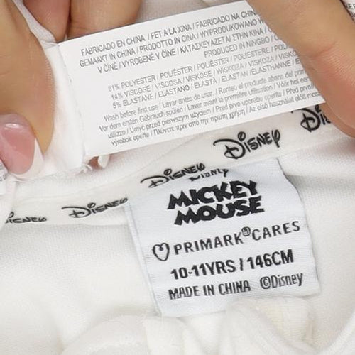 Disney Girls White Mickey Mouse 10-11 Years 1/4 Zip Pullover Sweatshirt
