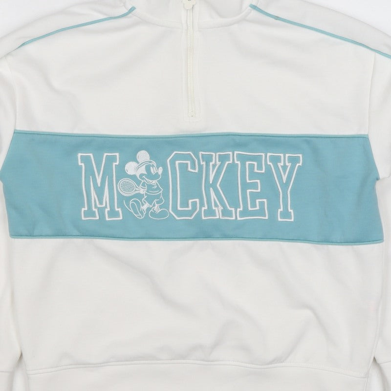 Disney Girls White Mickey Mouse 10-11 Years 1/4 Zip Pullover Sweatshirt
