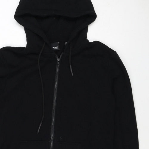 Only & Sons Men's Black M Full Zip Hooded Sweatshirt Pockets