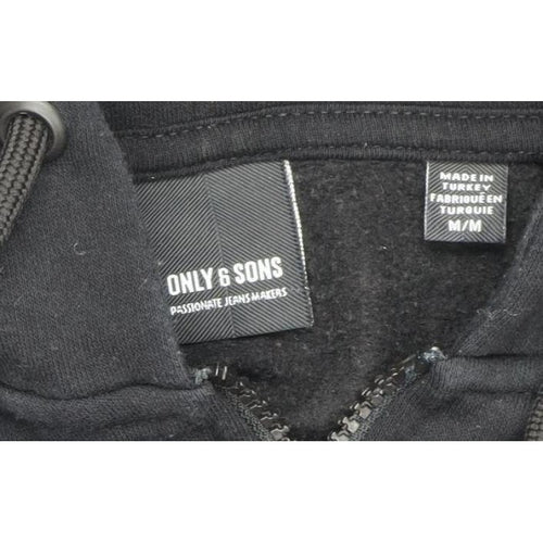 Only & Sons Men's Black M Full Zip Hooded Sweatshirt Pockets